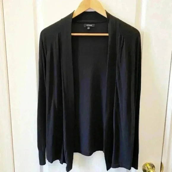 Express Cardigan Draped Open Front Lightweight Cotton Sweater Black Size Small - Picture 15 of 15